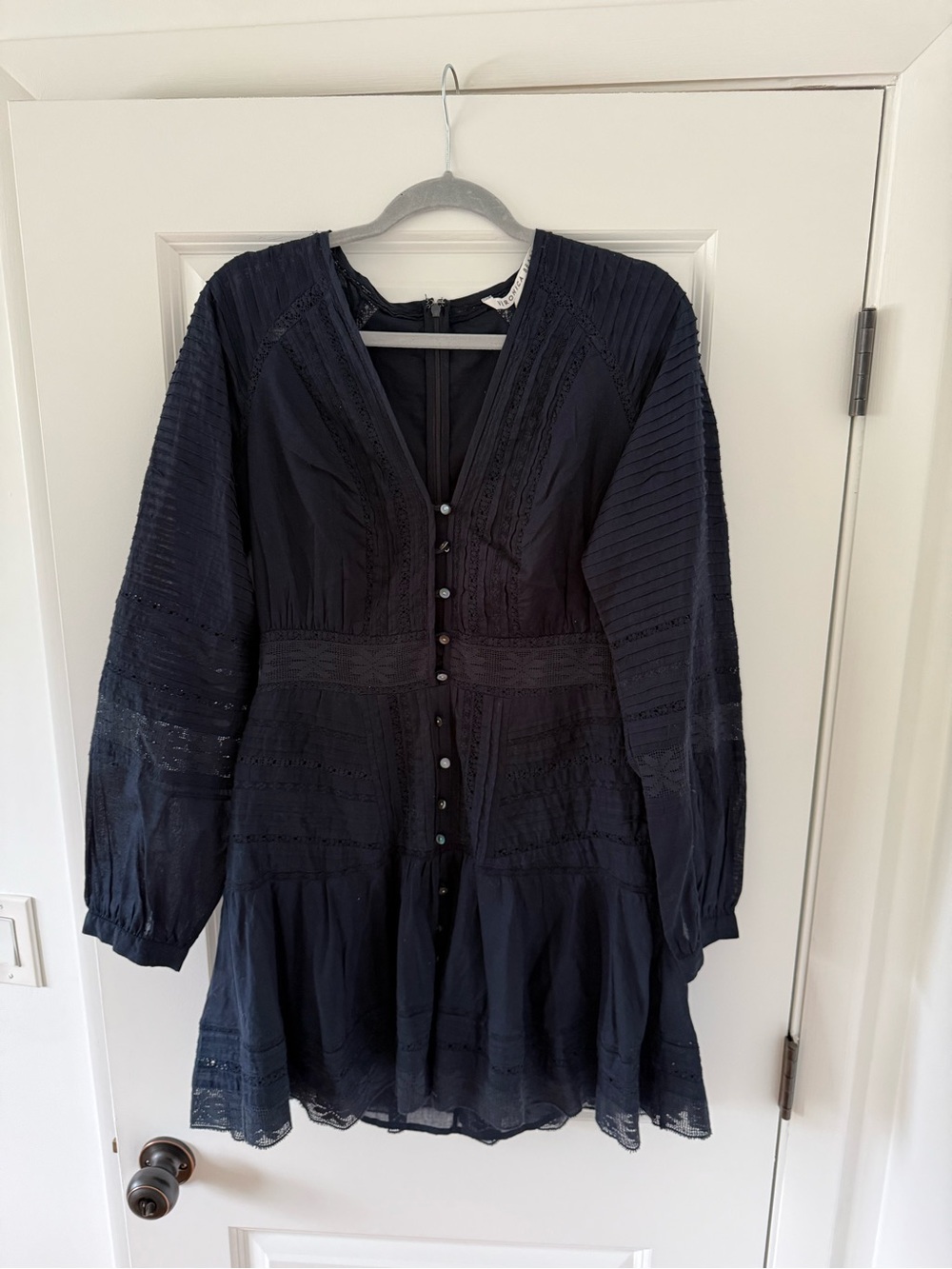 Veronica Beard Navy Button-Front Mini Dress